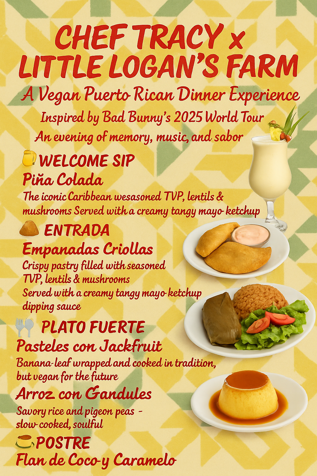 September 20th Puerto Rican Dinner at Little Logan’s Farm